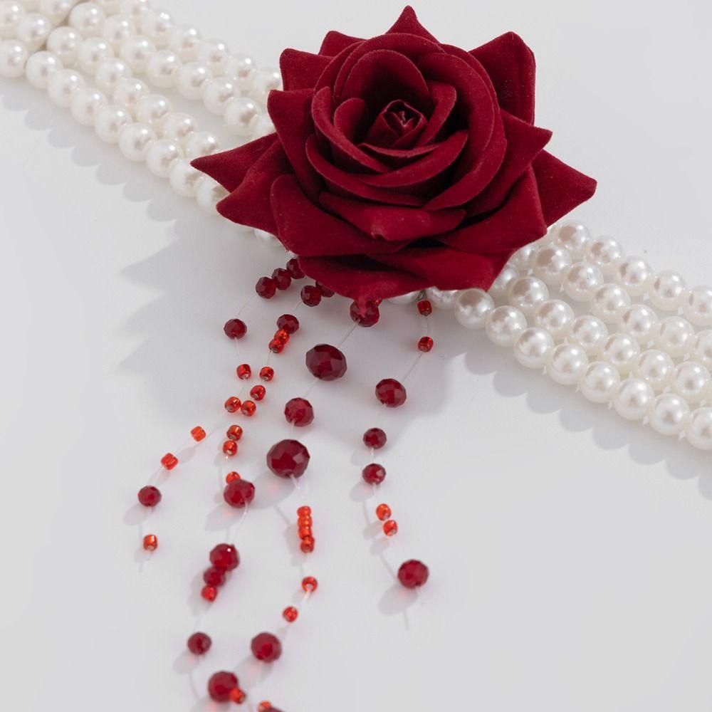 Nail Rings with Bracelet Pearls Chain Choker Jewelry Accessories Finger-cot Bracelet Women