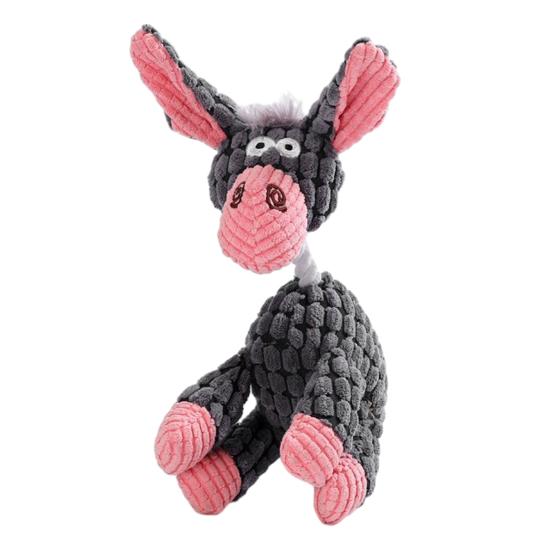 Donkey Dog Toy Interactive Squeaky Dog Chew Toy Stuffed Animal Puppy Teething серый
