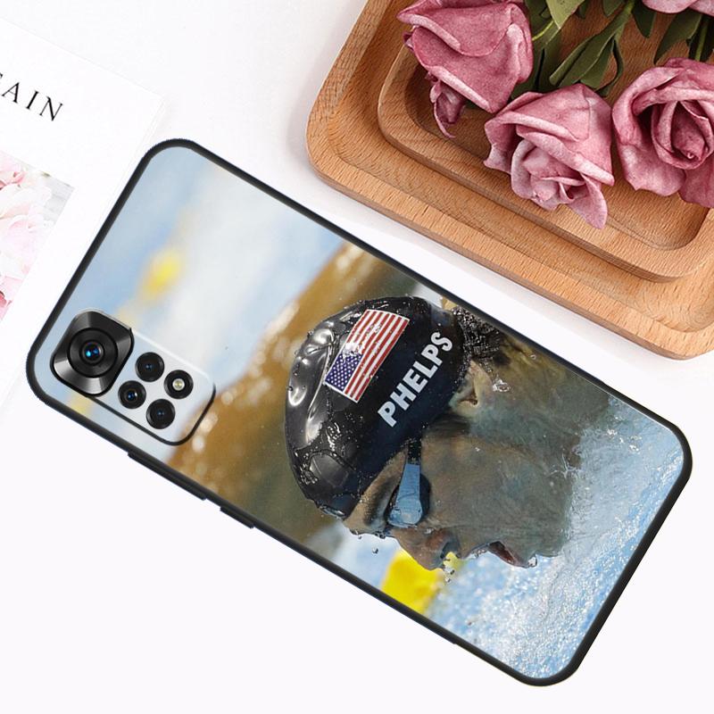 Michael Phelps Swimming Case For Xiaomi Redmi Note 14 12 11 9 10 13 Pro 9S 10S 11S 12S Redmi 13C 14C 10C 12C Cover