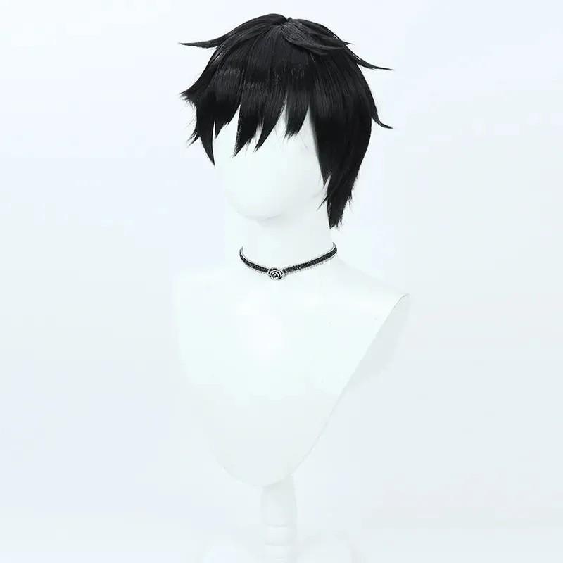 Valorant Yoru Cosplay Wig Short Straight Black M-Like Bangs Anime Comic Con