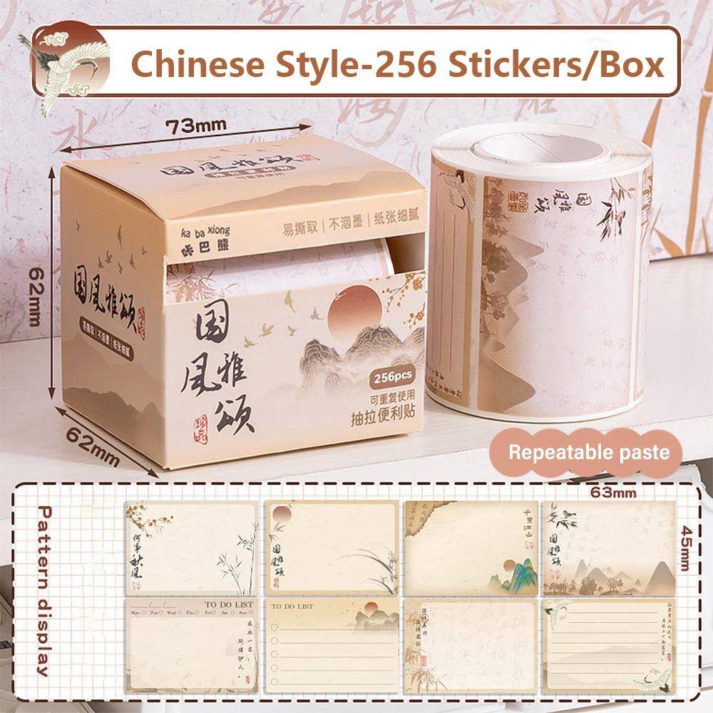 256 PCS/Set DIY Memo Pad Pull-out Design Labels Stickers Sticky Note  School Office Supplies