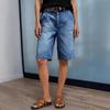 Pantaloncini di Jeans al Ginocchio da Donna Pantaloncini Jeans Dritti Casual da Donna Vita Alta Elasticizzati Tasche