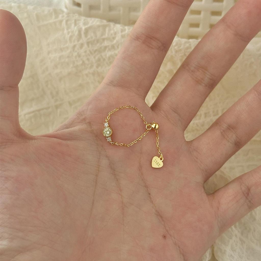 Unique Adjustable Chain Ring For Women With Stunning Olive Moissanite Detail