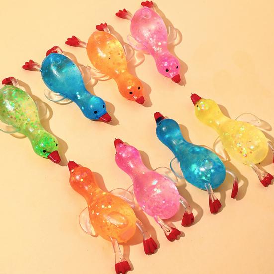 Duck Squeeze Toy Stretchy Slow Rebound Glitter Maltose Soft TPR Pinch Toy Cute Cartoon Animal Squishes Stress Relief Fidget Toy Party Favor