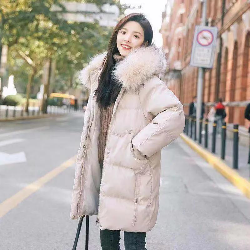 

WTEMPO Осень-зима женские однотонные толстые теплые пуховые пальто на молнии для активного отдыха на открытом воздухе большого размера с хлопковой подкладкой и карманами XXL бежевый