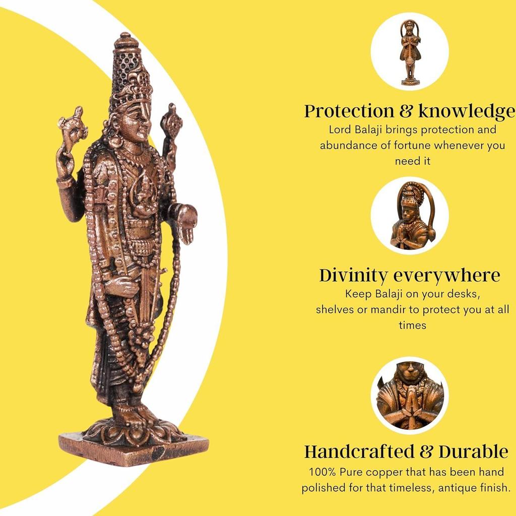 Handmade Copper Balaji Idol | 2.25 Inches | Patina Antique Finish
