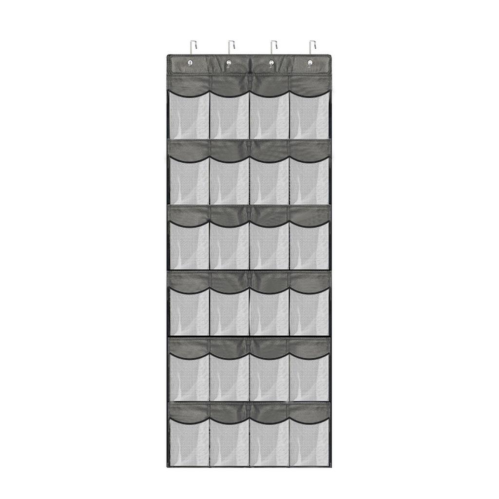 Wall-Mounted 24-Grid Mesh Fabric Storage Rack - Clear Hanging Closet Organizer for Shoes, Sundries, Over-the-Door Use