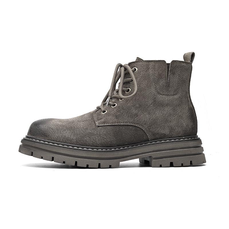 Men s High-Top Yellow Leather Winter Work Boots with Thick Sole Size 38 (runs large)