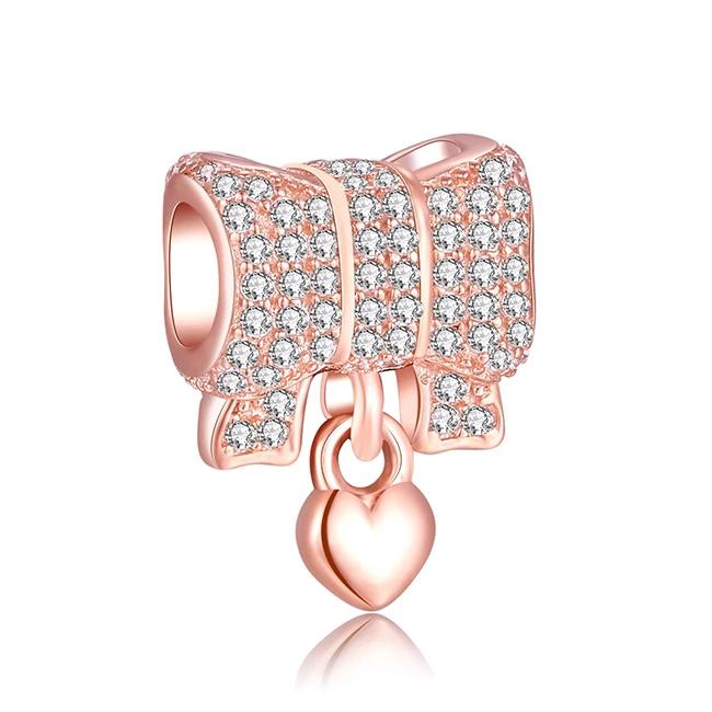 New Copper Rose Gold Lock Love Bow Tree Safety Buckle Charm Bead Fit For Bracelet Necklace Diy Women'S Boutique Jewelry
