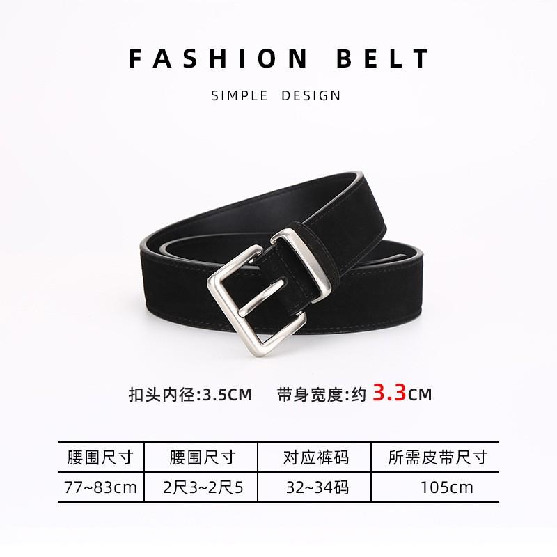 Vintage Style Womens Suede Leather Belt With Pin Buckle 3.3cm Wide Adjustable Jeans Casual Wear