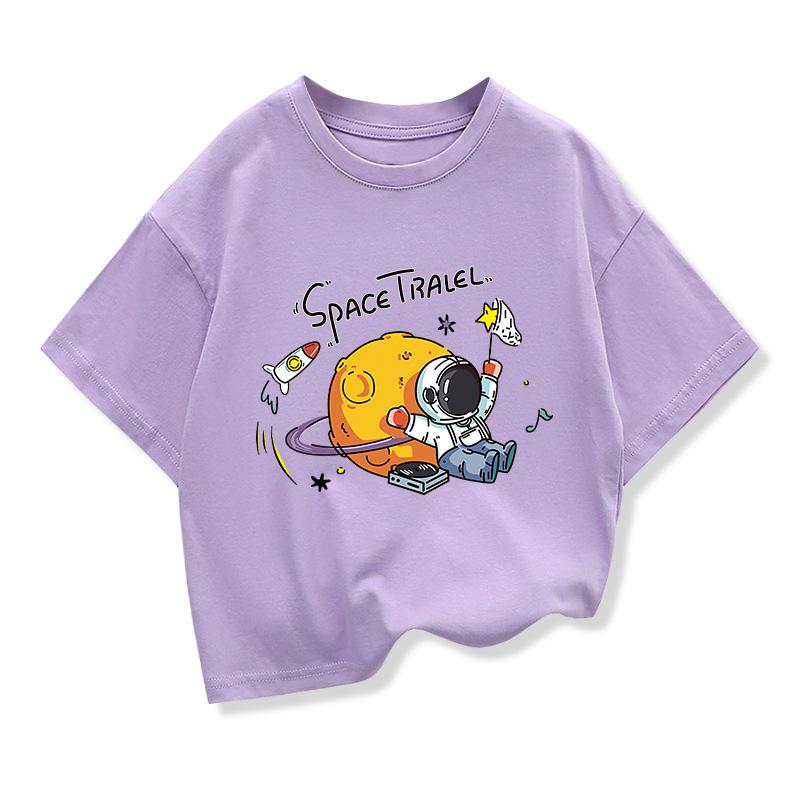 2025 New Kids Clothing Spaceman Travel Graphic Summer TShirt Boy And Girl Cotton Fashion Tops Teen Boys Loose Short Sleeve Tee