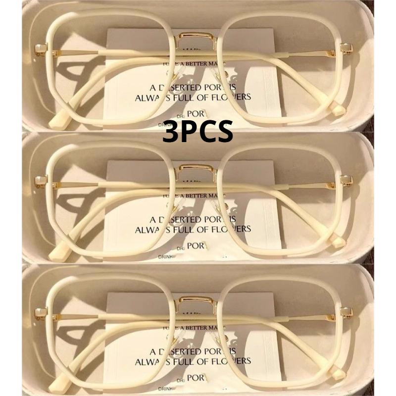 

3Pcs Women S Anti Blue Light Myopia Glasses Fashionable Ultra Light Large Frame Glasses Personalized High-End Myopia Glasses +1.0
