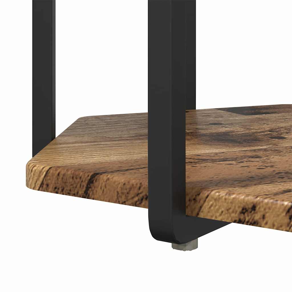 Side Table Set with Shelf 2 Pcs Brown