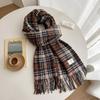 Autumn and Winter New Plaid Scarf Women's Korean Imitation Cashmere Warm Fringed Shawl Versatile Student Scarf