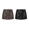 UNBDNS High-Waisted Leather Mini Skirt: Women's 2026 A/W Slim Anti-Exposure A-Line Design