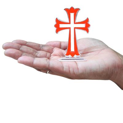 Cruz de Jesus para Painel de Carro | Acessórios Cristãos para Painel de Carro, Metal, 1 Peça (Cor vermelha)