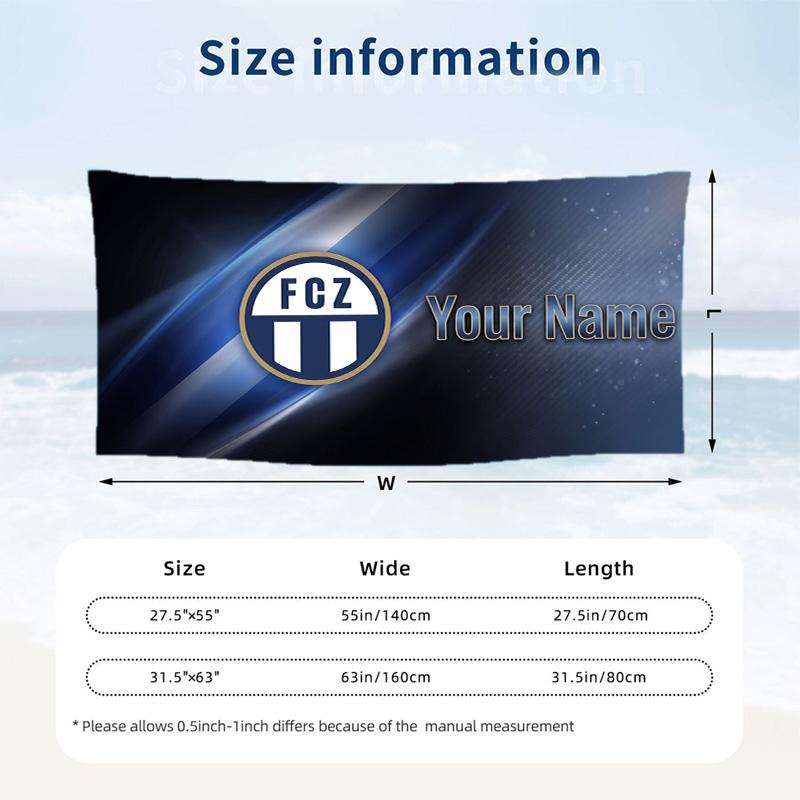 Custom Text Beach Towel, Soft Absorbent Swimming Multi-use TowelFC Zürich