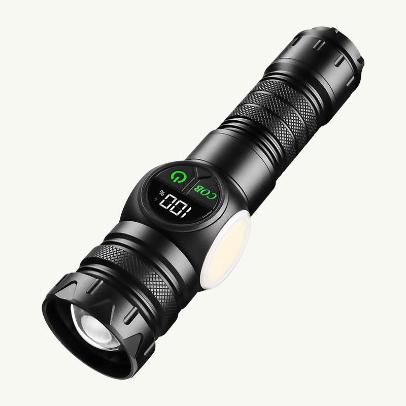 

Strong LED Flashlight, 5 Lighting Modes COB Red Edge Light, with Magnet USB Rechargeable, Alloy, Built-in Battery, Suitable for Hiking ABS-1PC