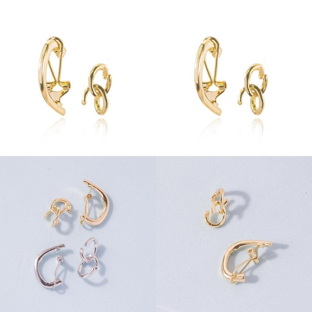 Stylish Gold And Silver Ear Cuffs Set Non-piercing Geometric Alloy Design For Trendsetters