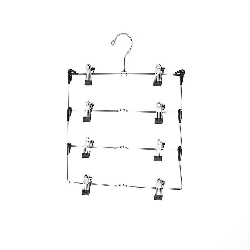 6-Layer Adjustable Foldable Metal Hanger with Clips for Skirts and Pants