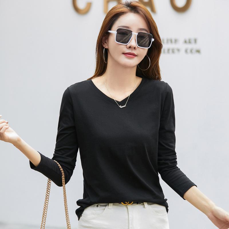 Damen-T-Shirt mit Rundhalsausschnitt und langen Ärmeln in Übergröße – Einfache Basisschicht für Herbst und Winter