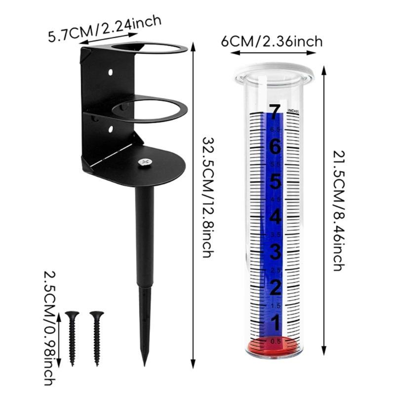 Rain Gauge Outdoor, Rain Gauges Outdoors Best Rated with Metal Rack Holder, Rain Measure Gauge, Easy to Read with Red Float, Large Font Plastic