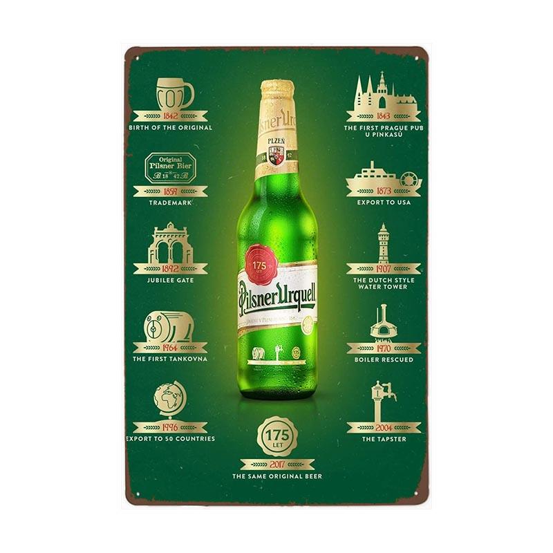 Pilsner Urquell Metal Wall Art Poster Belgium Beer Sign Vintage Bar Man Cave Club Tin Painting Decor Plaque Decoration 20x30cm