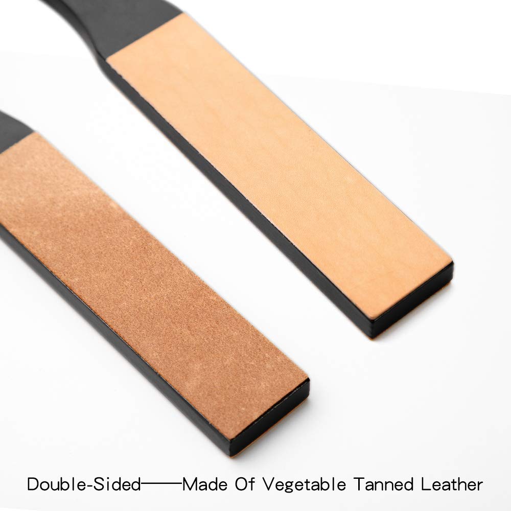 WUTA Leather Strop, Sharpening Stone, Sharpening Tool, Paddle Strop, Leathercraft, with Sharpening Stone, Black Wooden Stand
