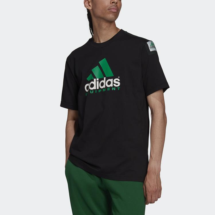 Adidas Herren T-Shirt mit großem Logo-Print, Rundhalsausschnitt, Schwarz HG8099