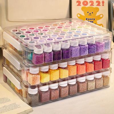 Transparent Perler Bead Packaging Box with Cover Bead Storage Bottle  Home Organization Tools