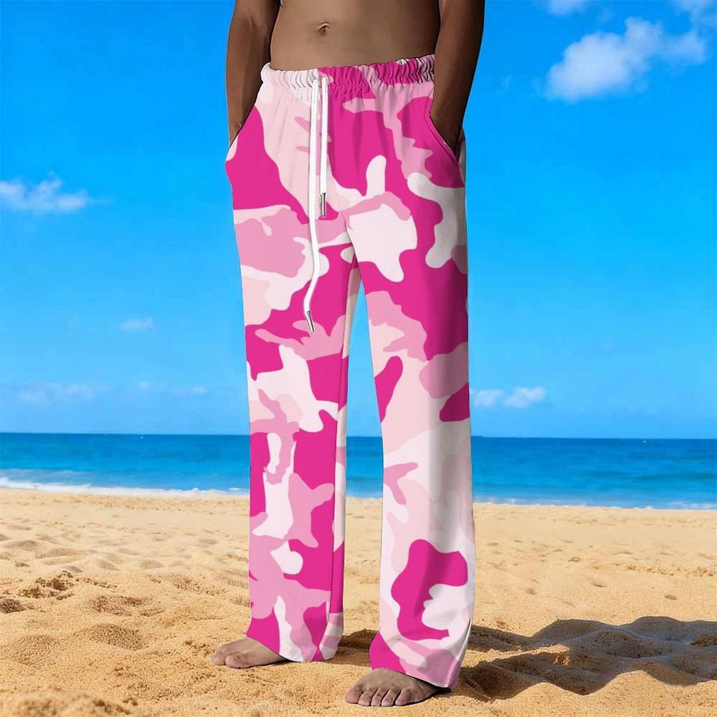 Herren Lockere Lässige Einfarbige Hose Camouflage Muster Gerade Hose