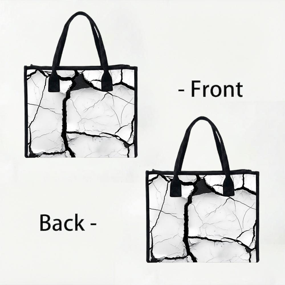 Crack Pattern Tote Bag Large Capacity Casual Shoulder Bag for Daily Use Shopping Travel