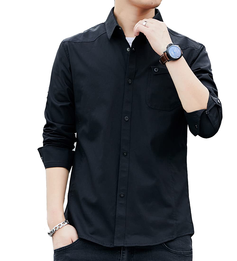 

Amyni Casual Cotton Metal Button Shirt Jacket Men s