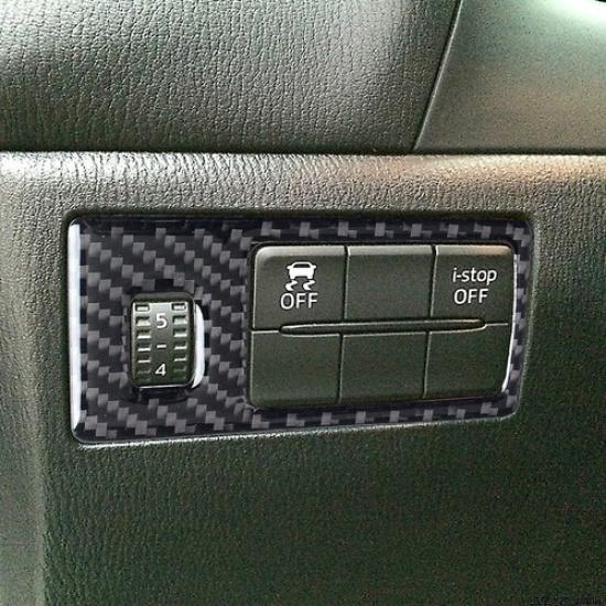 Carbon Fiber Car Headlight Switch Panel Cover Sticker For Mazda3 Axela 2014-2018