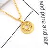 Alloy Round Hexagram Necklace Gold Color Sweater Chain Stylish Ornament Festival Birthday Gift