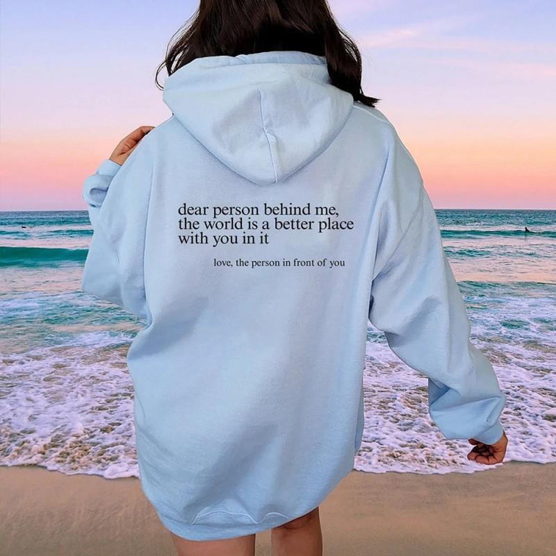 Unisex Oversized Hooded Pullover Fleece Sweatshirt With Letter Print Kangaroo Pocket
