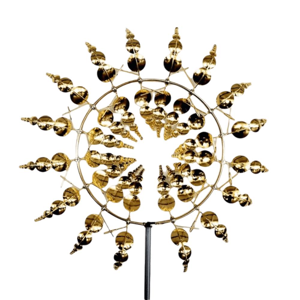 Ground Mounted Wind Spinner Wind Powered Kinetic Sculpture New Wind Catcher  Garden Decoration золотой