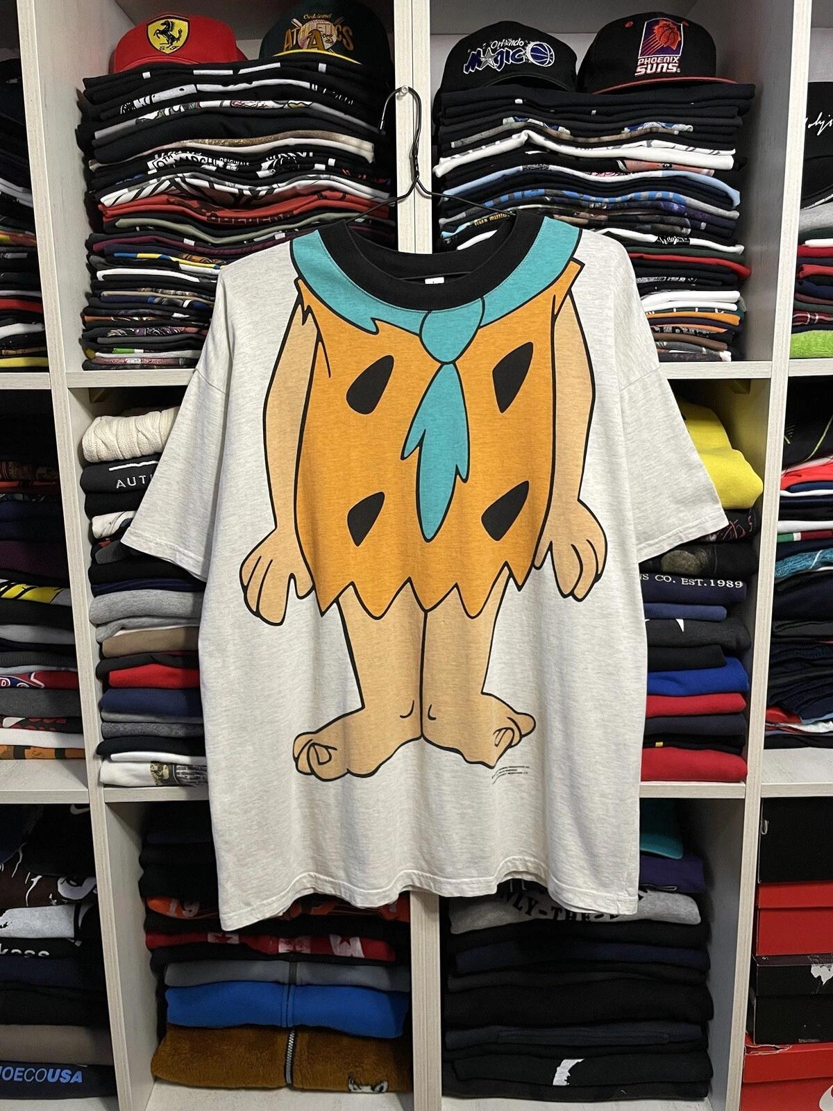 Vintage 1994 The Flintstones 90s Cartoon Over Print T-Shirt Size XL Gray L