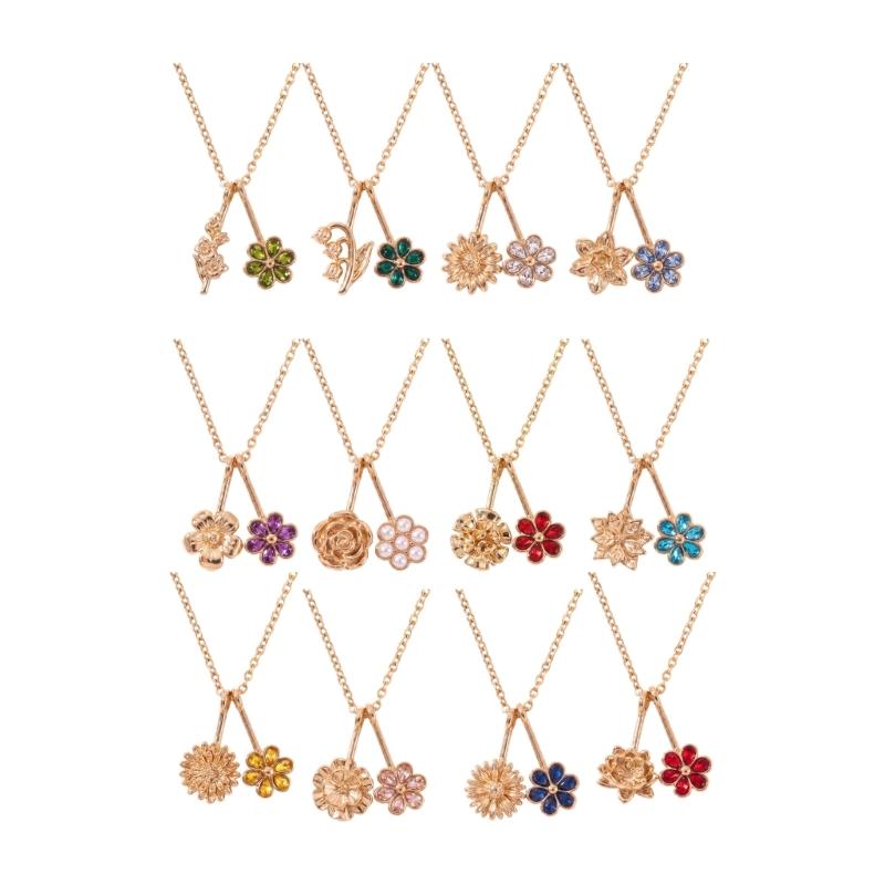 Floral Gift Necklace with Birth Flower Pendant, Gold-Tone Chain and Adjustable Extender for Birthday Gifting Jewelry