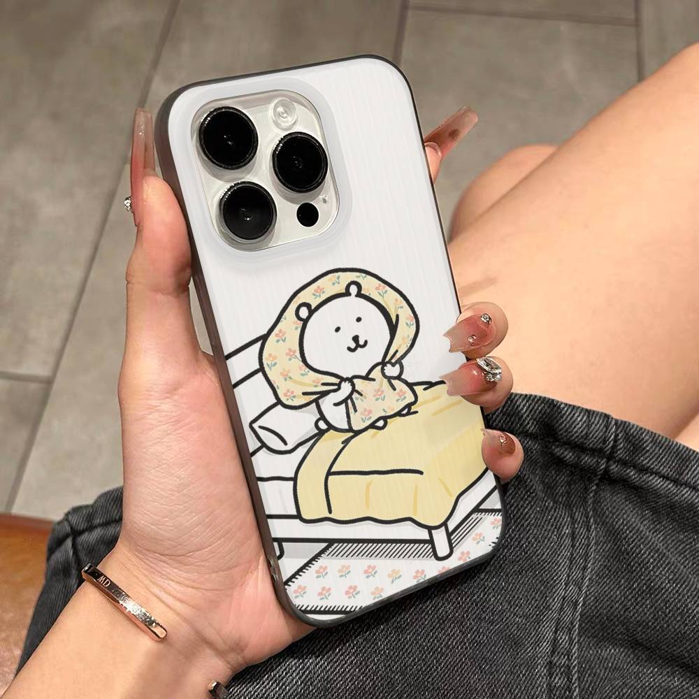 Cute Cartoon Joke Bear For IPhone 17 16 15 14 13 12 11 Pro Max Plus Pro Corrugated Shockproof Matte Phone Cover