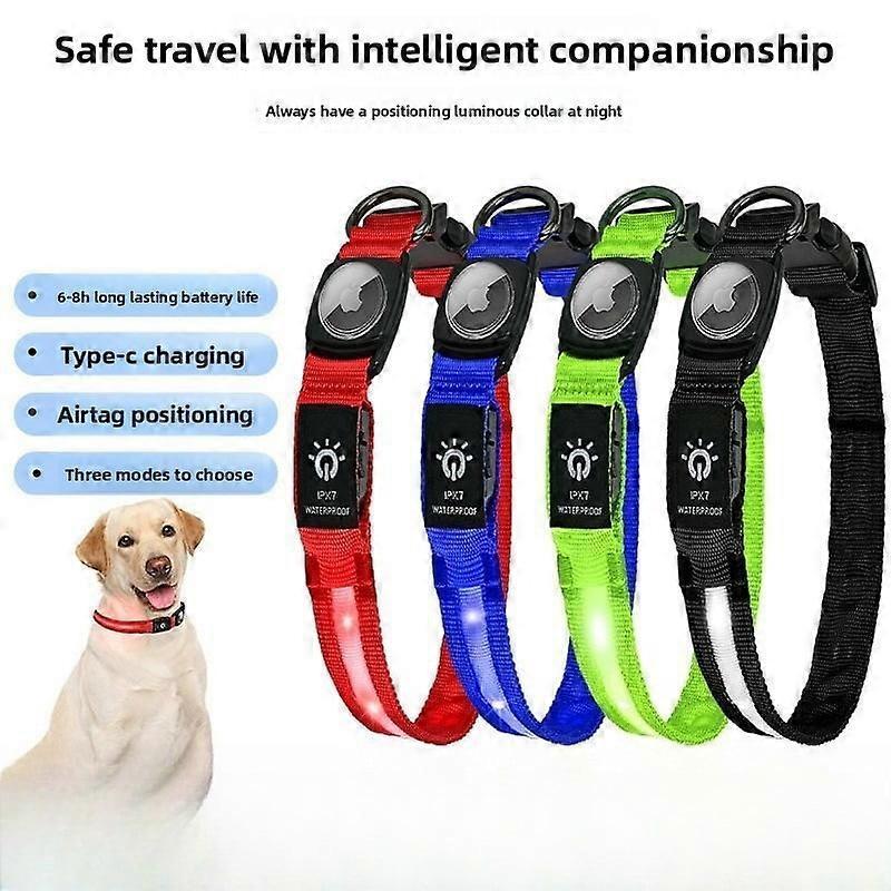 Waterproof Glowing Dog Collar with AirTag Holder, 2-in-1 Rechargeable LED Pet Collar for Night Safety & Tracking, Lasts Up to 8 Hours