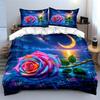 Colorful Rose, Night Sky. Print Bedding Set 1 Duvet Cover 2 Pillowcases For Adult And Children Luxury Gift Full Size