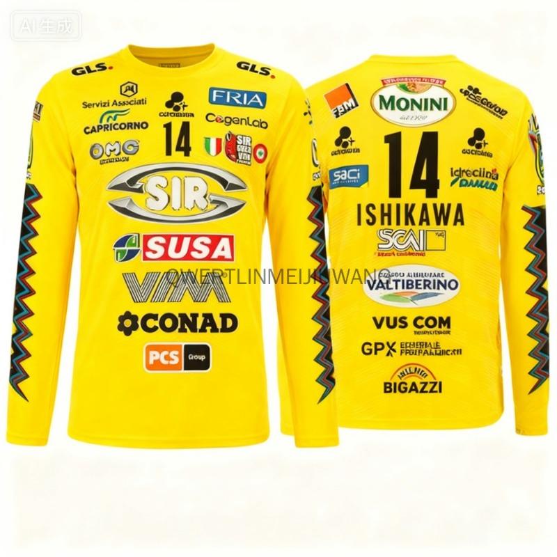 Syl Safety Perugia 2025 No.14 Volleyball Shirt - Essential Outdoor Breathable Large Long Sleeve T-shirt for Autumn Beach