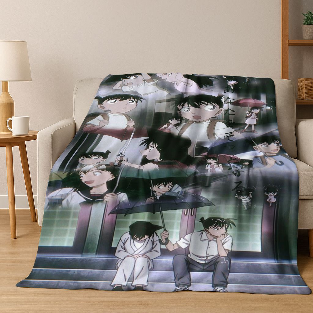 Retro Anime Detective Conan Cartoon Flannel Blanket,Warm and Cozy Soft Throw Blanket for Home Bedroom Bed Sofa Picnic Cover Kids