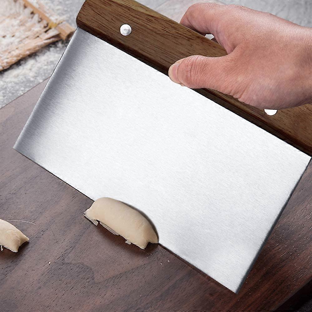 Edelstahl Teigschaber Schneider - Teigbankschaber Gebäckschneider mit Holzgriff und Messmarkierungen, Mehrzweck Küchenwerkzeug für Flache To