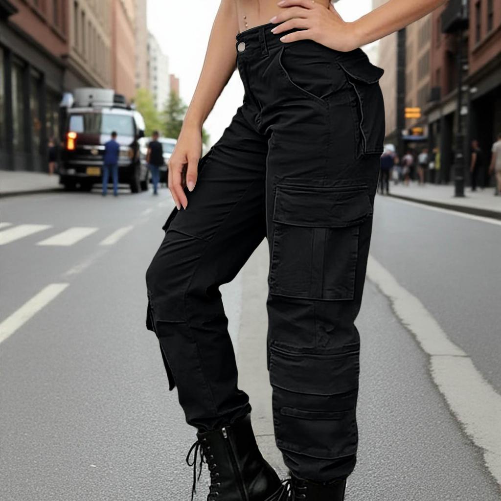 Damen-Arbeitshose mit farbiger Tasche, lässig und modisch, vielseitige Hose