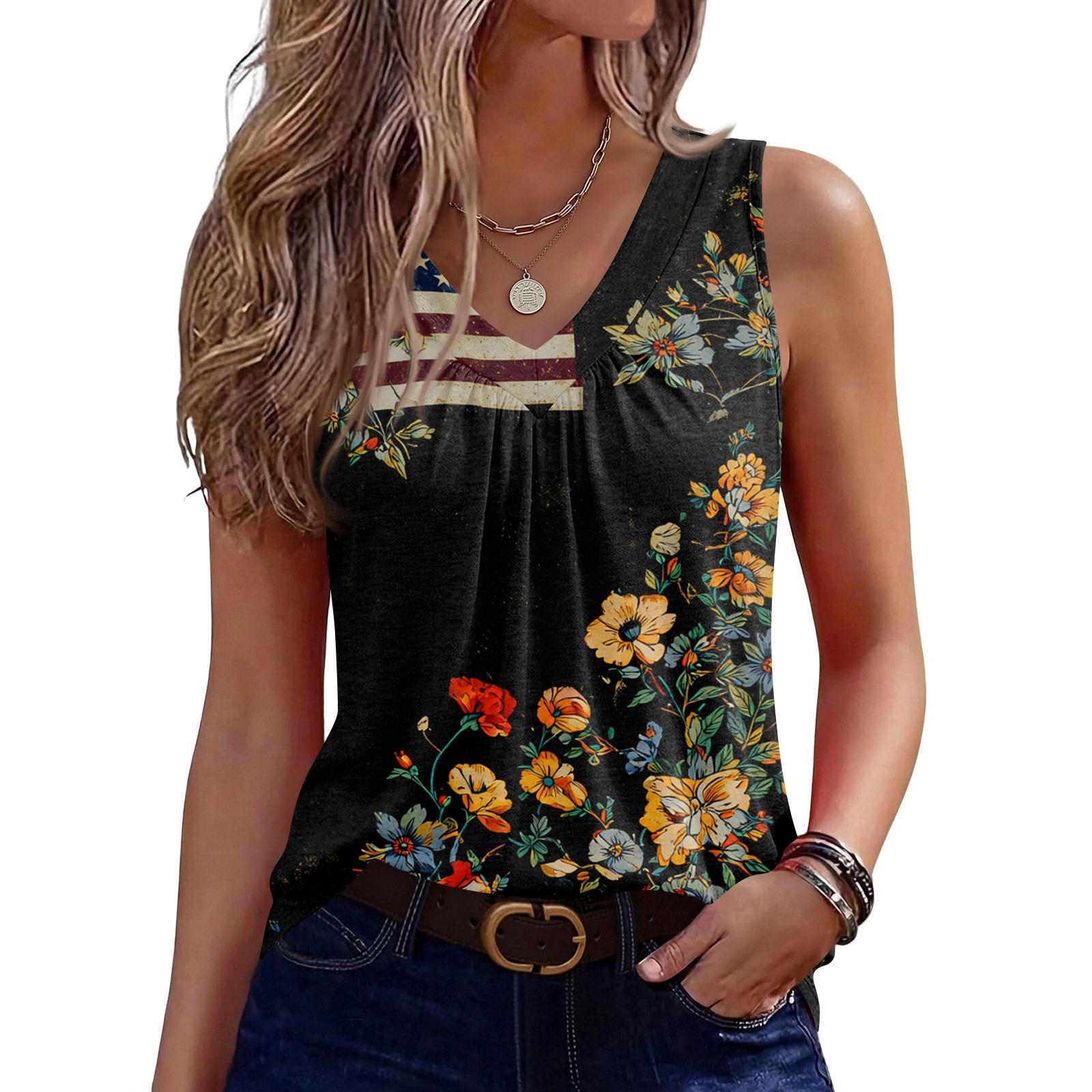 

Женские майки без рукавов свободного кроя с V-образным вырезом, плиссированные рубашки, базовые футболки L чёрный