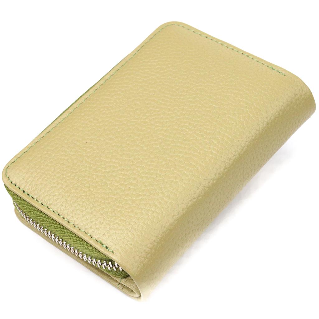 Praktyczny portfel damski z kieszonką na monety zapinany na zamek wykonany ze skóry naturalnej Flotar CANPELLINI Wallet 21604 Olive