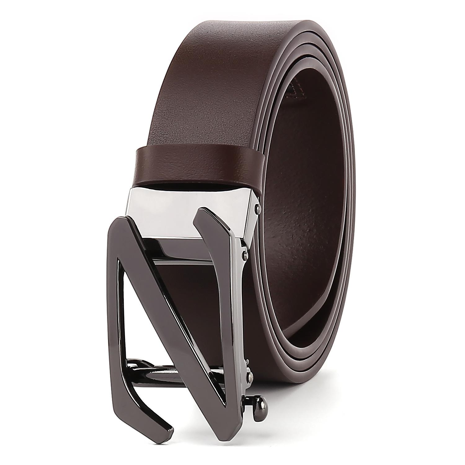 

PULO мужской ремень из натуральной кожи с автоматической пряжкой в виде буквы Z, деловой, прочный и удобный ремень 120cm