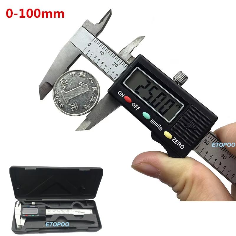 Range 50mm 70mm 100mm Portable Digital Caliper Stainless Steel Electronic Vernier Caliper for Thickness Measuring Tool 0-100mm